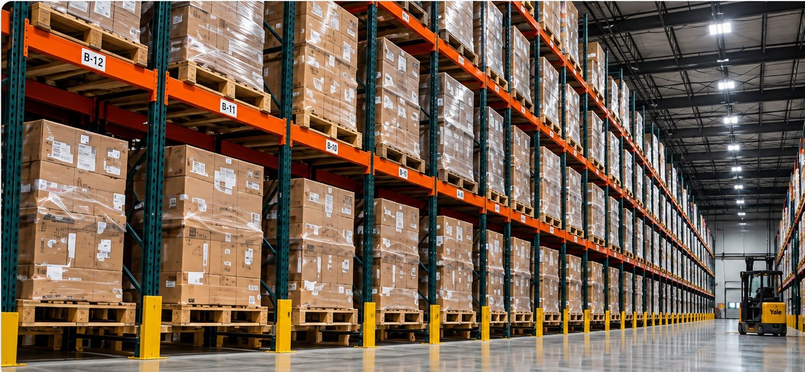 High-density pallet racking warehouse