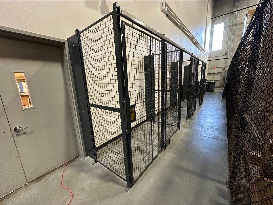 Wire partition security cage installation